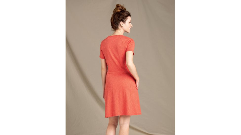 Toad&amp;Co Windmere Short Sleeve Dress - Womens, Coral Blaze, Medium, T1772802-631-M