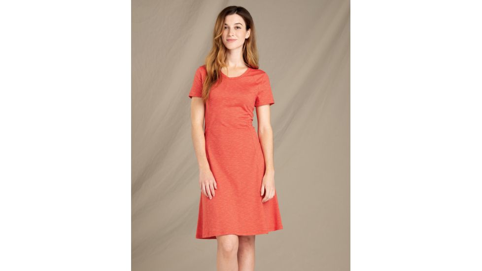 Toad&amp;Co Windmere Short Sleeve Dress - Womens, Coral Blaze, Medium, T1772802-631-M