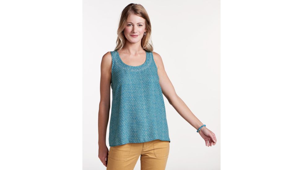 Toad&amp;Co Windsong Sleeveless Women's Tank, Deepwater Diamond Print, Large T1212801-444-L