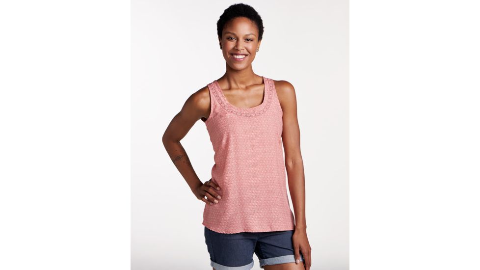 Toad&amp;Co Windsong Sleeveless Women's Tank, Guava Diamond Print, Large T1212801-653-L
