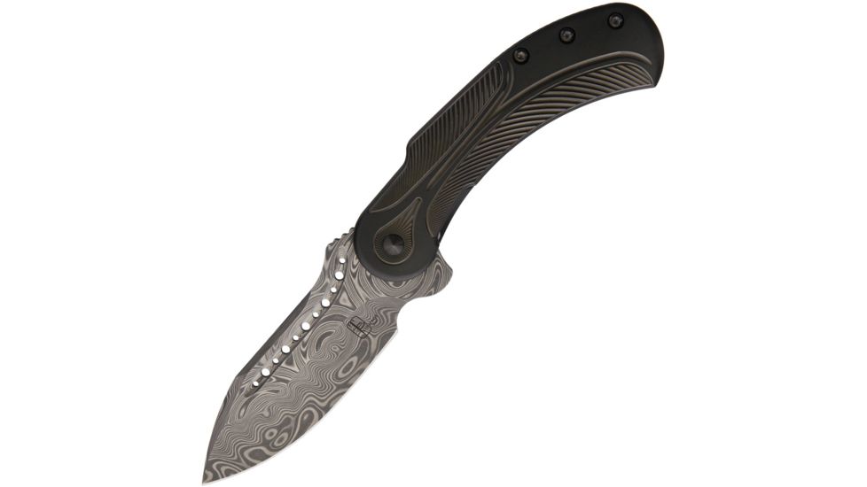 Todd Begg Steelcraft Field Marshall Folding Knife,Damascus Finish Blade, Black Handle TBFM216