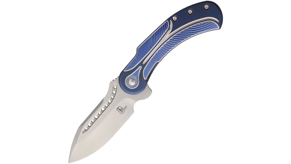 Todd Begg Steelcraft Field Marshall Folding Knife,Satin Blade,Blue/Silver Handle TBFM233