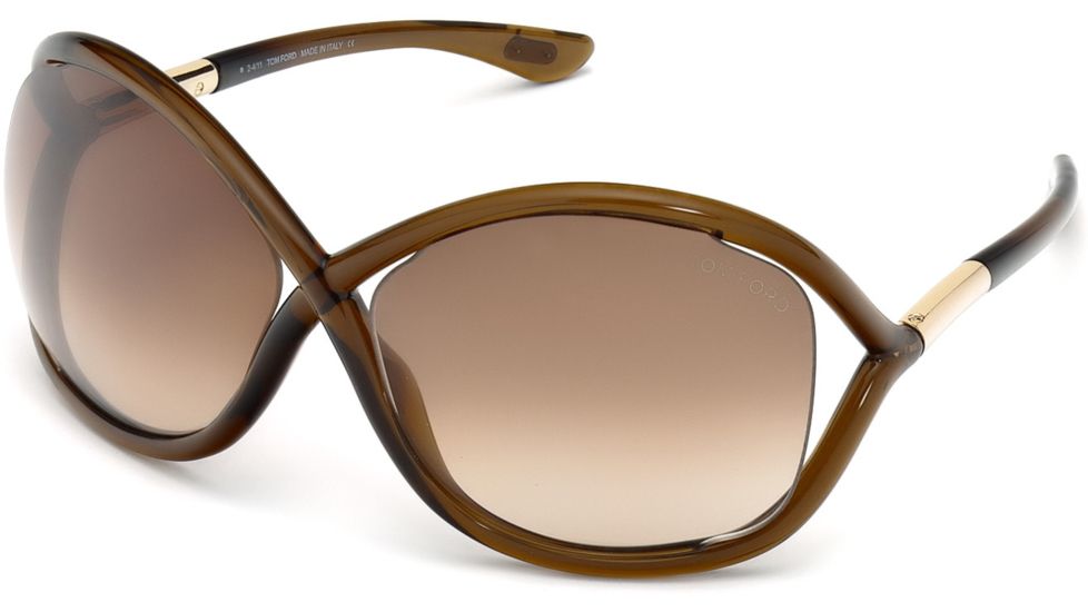 Tom Ford FT0009 Sunglasses - Shiny Dark Brown Frame Color, Gradient Brown Lens Color