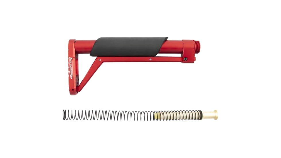 Toni System Fixed Stock 9In - Buffer Spring Included, Red, CF9AR15-RE