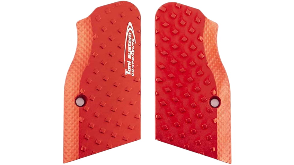 Toni System Vibram Ultra Short Grips - Large Frame for Tanfoglio Domina And Limited Custom In The Unica Set-Up, Red, DGTVC-RE