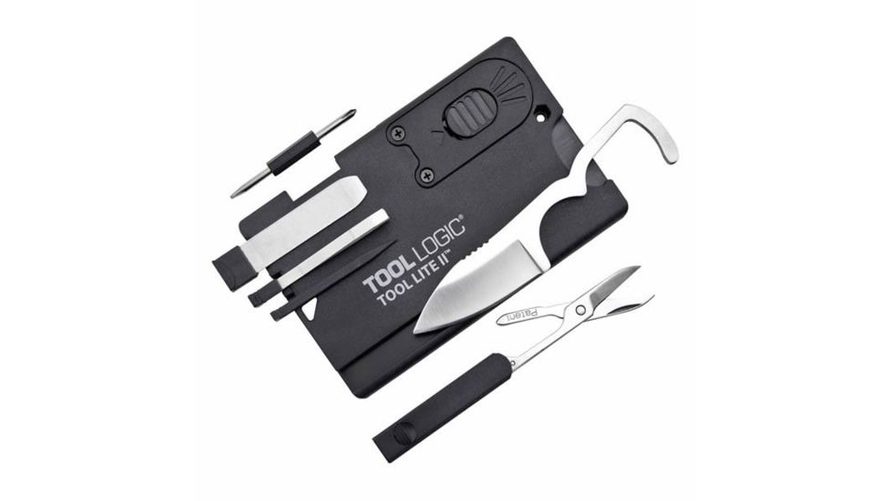 Tool Logic Credit Card Companion w/ Led Light And Scissors, Satin Finish, Abs Plastic, Black, SC2SB