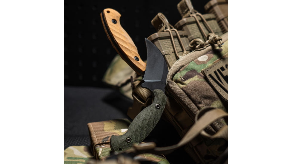 Toor Knives Karsumba Fixed Blade Knife, 2.5in, CPM S35VN Steel, Canvas Micarta Handle, Burlap Green, Karsumba-Burlap Green