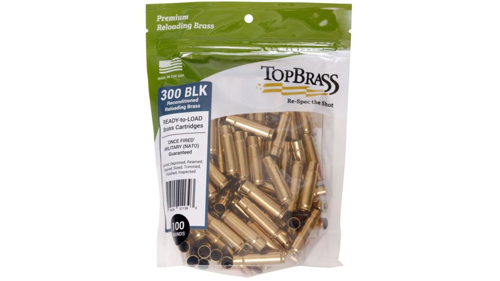 Top Brass .300 AAC Blackout Reconditioned Brass, 100 Count, Pouch, 8B300BLKMY-1C
