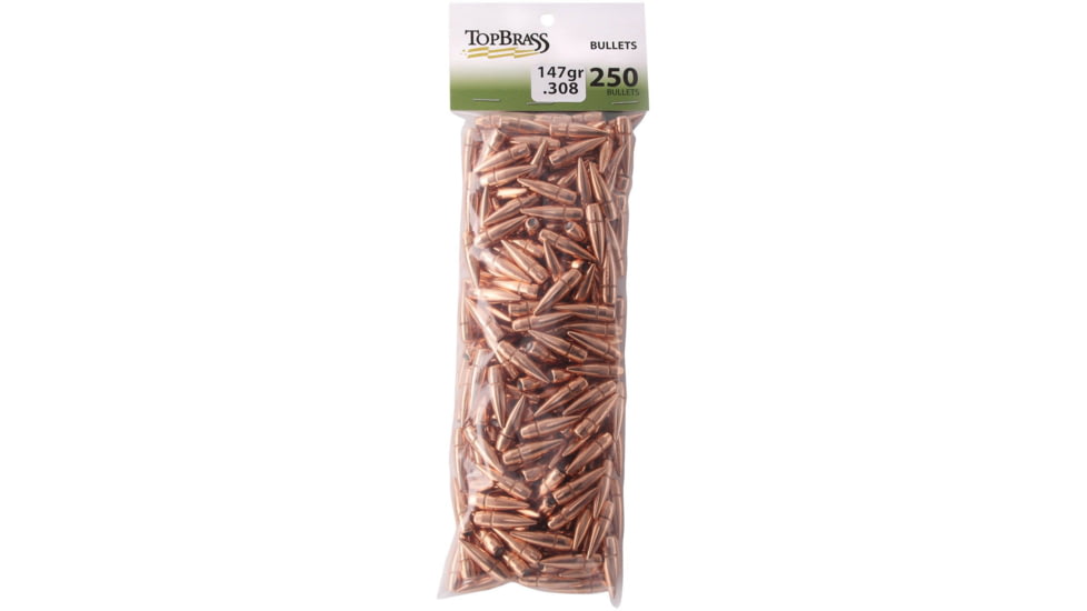 Top Brass .308 147 grain Full Metal Jacket Boat Tail w/ Cannelure 250 Rifle Bullets, NJB01900-250