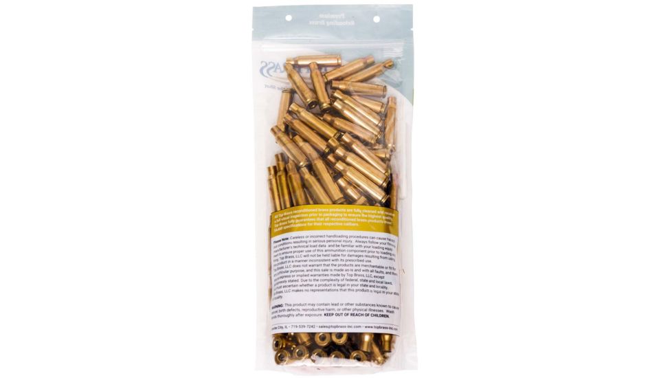 Top Brass .308 Winchester Premium Reconditioned Brass, 100 Count, Pouch, 8B308WINMY-1C