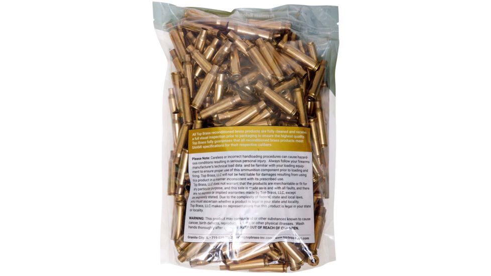 Top Brass .308 Winchester Premium Reconditioned Brass, 250 Count, Pouch, 8B308WINMY-250