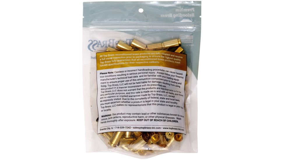 Top Brass 40 S&amp;W Reconditioned Brass, 100 Count, Pouch, 7B040S&amp;WCY-100