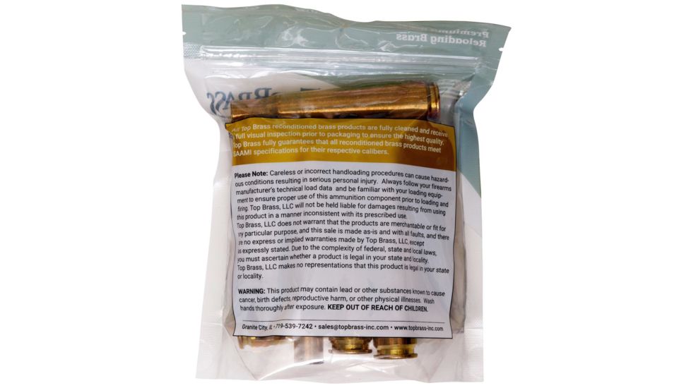 Top Brass .50 BMG Brass Reconditioned Cartridges, 10 Count, Pouch, 3B050BMGMY-10
