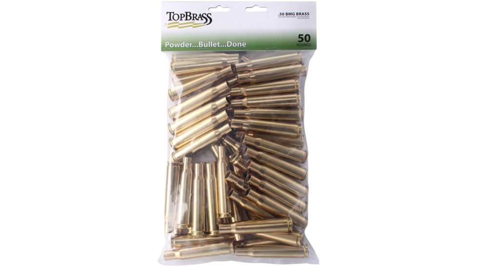 Top Brass .50 BMG Brass Reconditioned Cartridges, 50 Count, Pouch, 3B050BMGMY-50