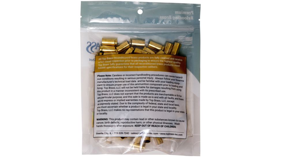 Top Brass 9mm Luger Reconditioned Brass, 100 Count, Pouch, 6B9MMLUGXY-100