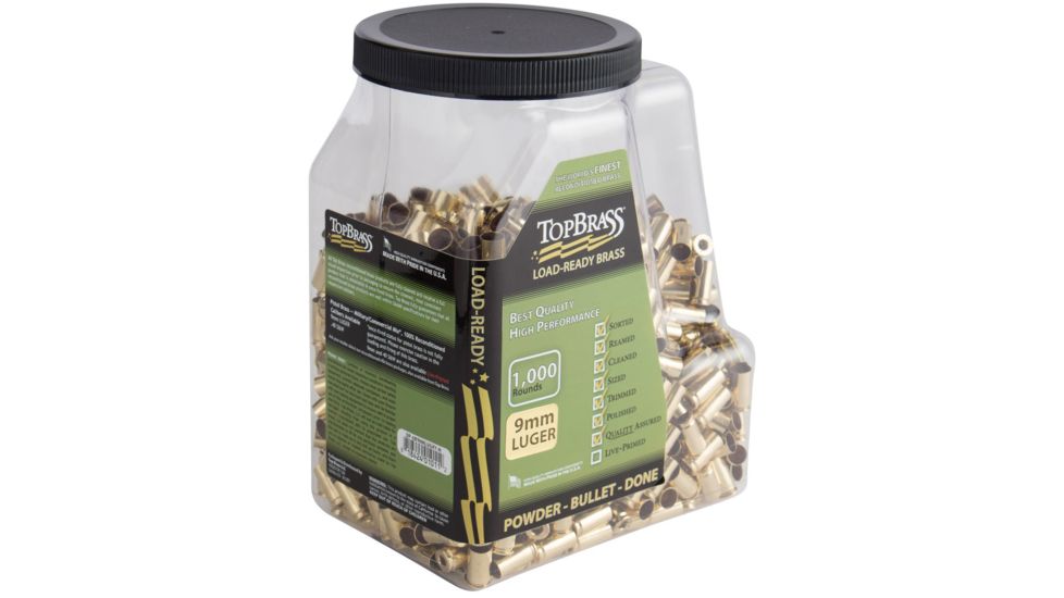 Top Brass 9mm Luger Reconditioned Brass, 1000 Count, Jug, 6B9MMLUGXY-M-J