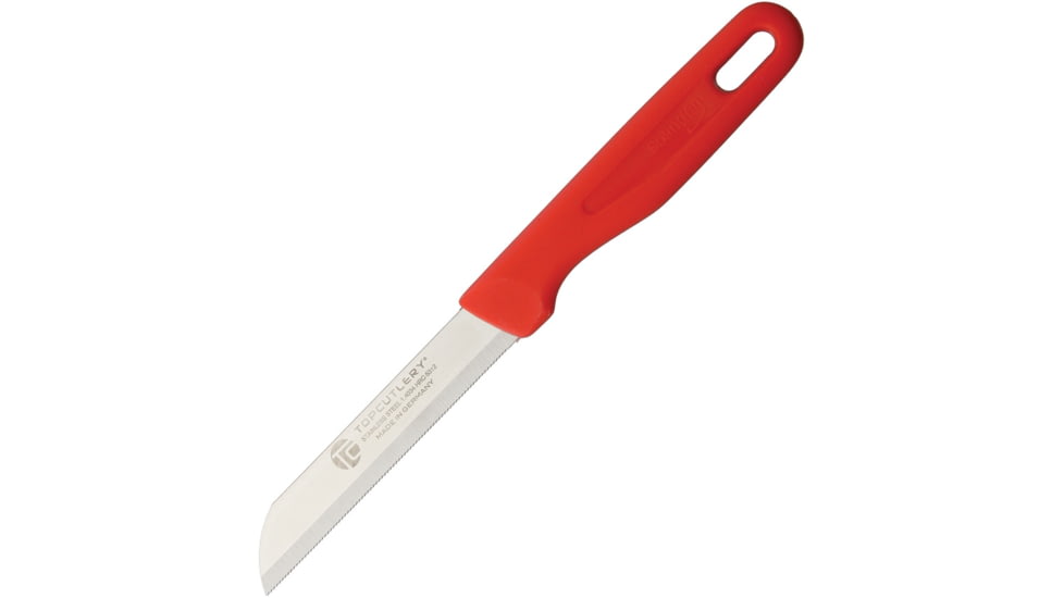 Top Cutlery Paring Micro Serrated Red Knife, 7.38in Overall, 3.5in Satin Micro Serrated 1.4110 SS Blade, Red Synthetic Handle, Red, 17343-RO