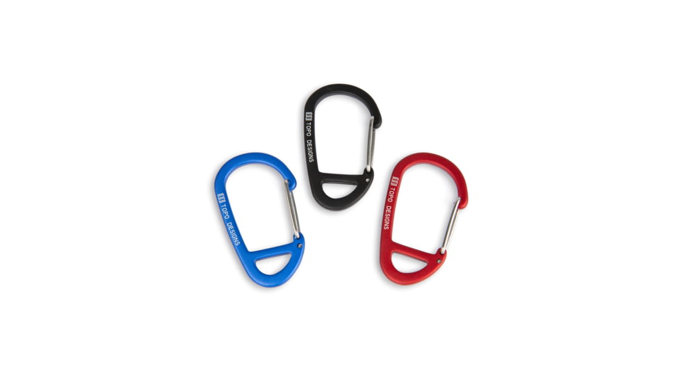 Topo Designs Carabiner, 3 Pack, Black/Red/Blue, 6561947287605