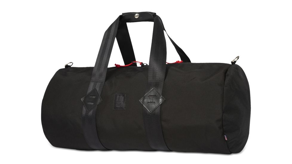 Topo Designs Classic Duffel, Ballistic Black/Black Leather, One Size, TDCDS19BBBKLT