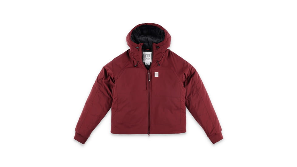 Topo Designs Mountain Puffer Hoodie - Womens, Burgundy, 7090322440245