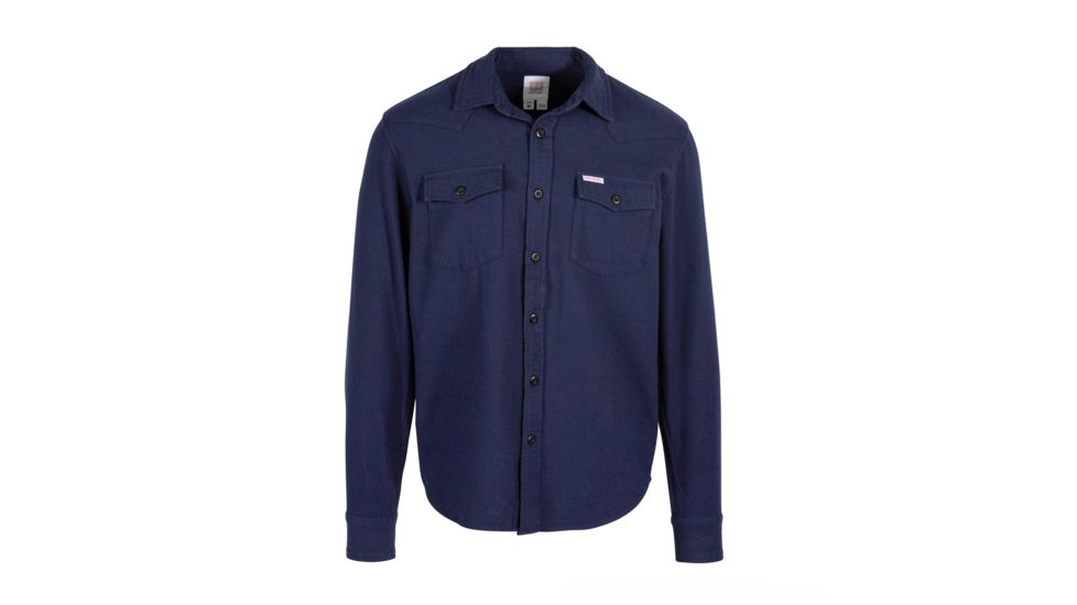 Topo Designs Mountain Solid Shirt - Men's,Twill Flannel, Straight Fit, Navy, X-Large TDMMSSLF19NVXL