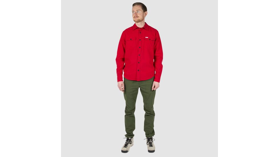 Topo Designs Mountain Solid Shirt - Men's,Twill Flannel, Straight Fit, Red, Small TDMMSSLF19RDSM