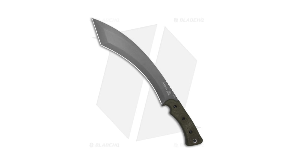 TOPS Knives A-Klub Tungsten Fixed Blade Knife, 12.375in, 1095, Tanto Blade, Micarta Green Handle, Gray/Green, 17.875in, BHQ-181926