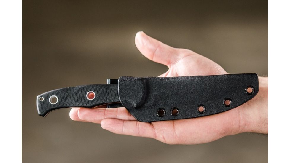 Tops Knives Al Mar Mini Sere Operator, Fixed Blade Knif, 4 in, Tumble Blade Finish, 154cm RC 58-60 Cryo Treated Steel, Black G10 Handle, AMAR-01