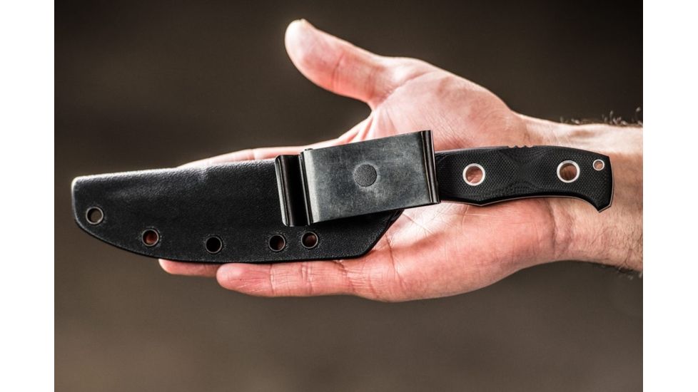 Tops Knives Al Mar Mini Sere Operator, Fixed Blade Knif, 4 in, Tumble Blade Finish, 154cm RC 58-60 Cryo Treated Steel, Black G10 Handle, AMAR-01