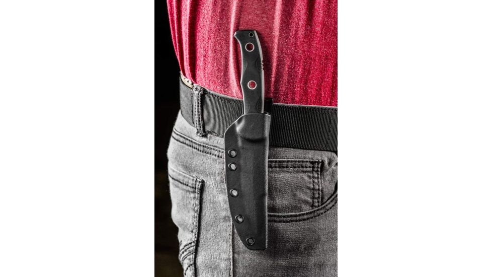 Tops Knives Al Mar Mini Sere Operator, Fixed Blade Knif, 4 in, Tumble Blade Finish, 154cm RC 58-60 Cryo Treated Steel, Black G10 Handle, AMAR-01