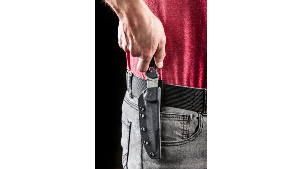 Tops Knives Al Mar Mini Sere Operator, Fixed Blade Knif, 4 in, Tumble Blade Finish, 154cm RC 58-60 Cryo Treated Steel, Black G10 Handle, AMAR-01