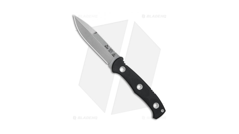 TOPS Knives Al Mar Mini SERE Operator Fixed Blade Knife, 4.00in, 154CM, Spear Point Blade, G10 Black Handle, Gray/Black, 8.75in, BHQ-79740