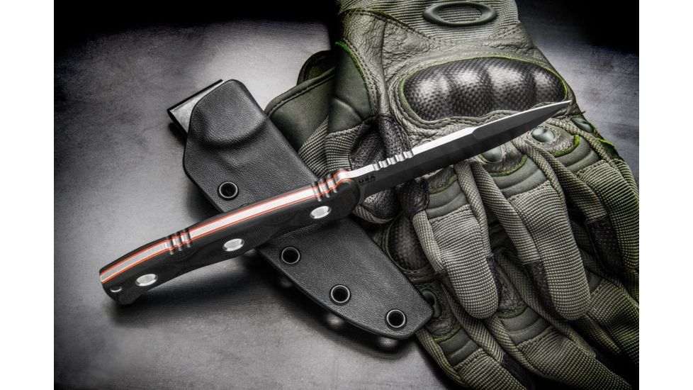 Tops Knives Al Mar Mini Sere Operator, Fixed Blade Knif, 4 in, Tumble Blade Finish, 154cm RC 58-60 Cryo Treated Steel, Black G10 Handle AMAR-01