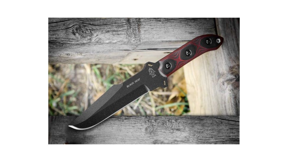 Tops Knives Black Heat Fixed Blade Knife, Red, 6.5in, BLKHT-01