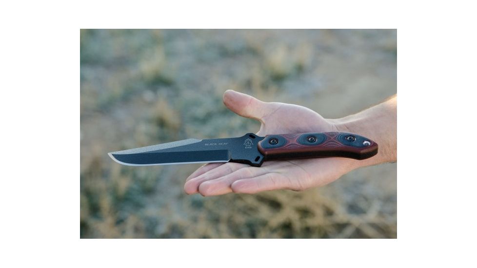 Tops Knives Black Heat Fixed Blade Knife, Red, 6.5in, BLKHT-01