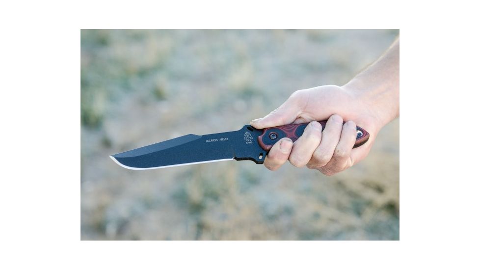Tops Knives Black Heat Fixed Blade Knife, Red, 6.5in, BLKHT-01