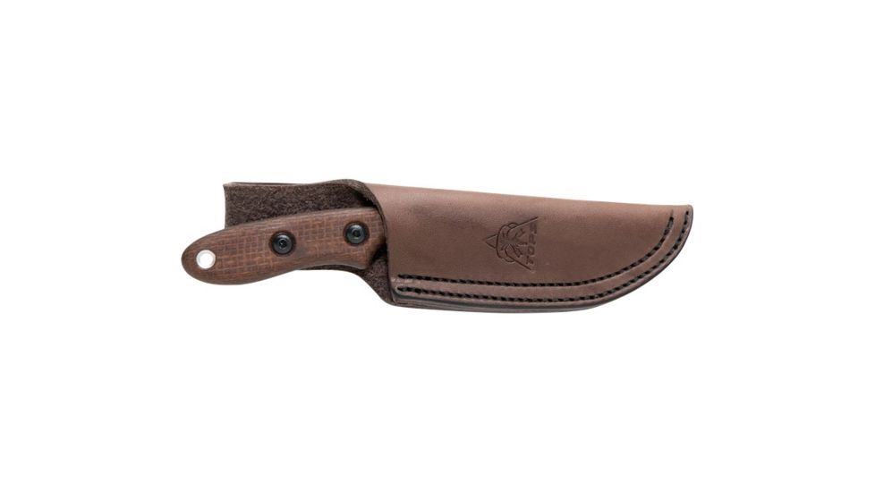 TOPS Knives Bull Trout Fixed Blade Knife, 6.50in, Tumble Finish, Chocolate Leather BLTT-01