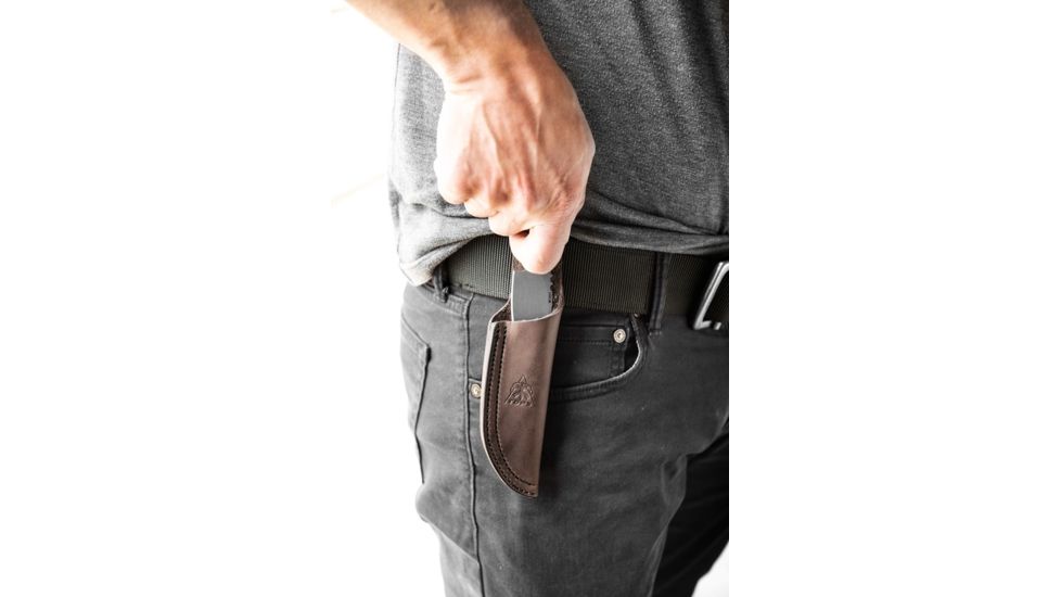 TOPS Knives Bull Trout Fixed Blade Knife, 6.50in, Tumble Finish, Chocolate Leather BLTT-01