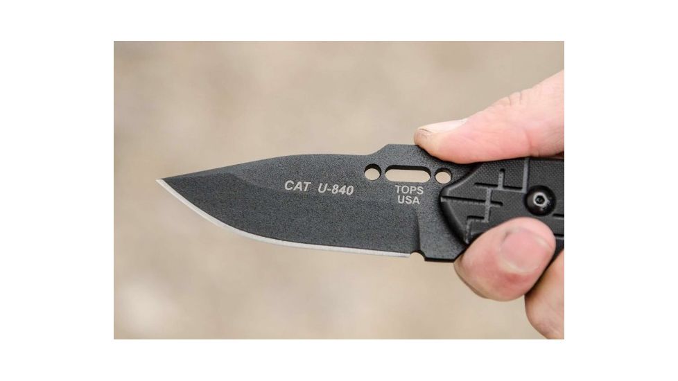 Tops Knives CAT #200 Fixed Blade Knife, Black, 3.25in, 200H-01