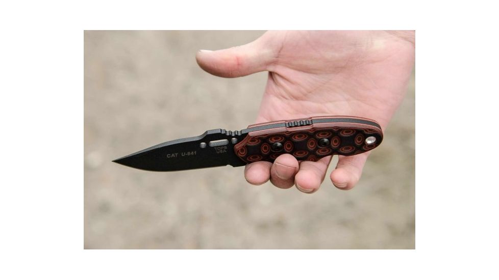 Tops Knives CAT #200 Fixed Blade Knife, Red/Black, 3.25in, 200H-02