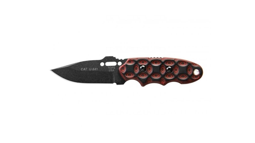 Tops Knives CAT #200 Fixed Blade Knife, Red/Black, 3.25in, 200H-02