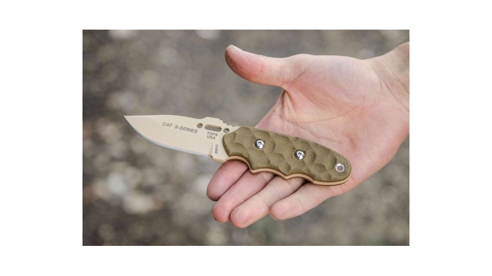 Tops Knives CAT #200 S-Series Fixed Blade Knife, Green Canvas, 3.25in, 200S-04