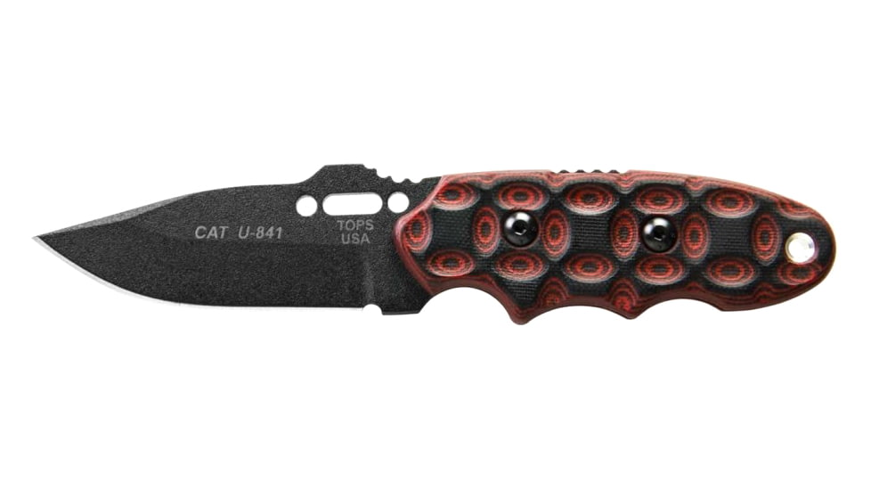 Tops Knives CAT #200 S-Series Fixed Blade Knife, Red/Black, 3.25in, 200S-05