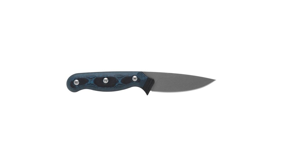 TOPS Knives Dicer 3 Paring Kitchen Knife, 3.5in, CPM S35Vn Steel, Drop Point, Black Canvas Micarta/Blue-Black G10 Handle DCR3-01