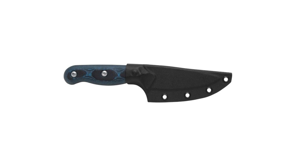 TOPS Knives Dicer 3 Paring Kitchen Knife, 3.5in, CPM S35Vn Steel, Drop Point, Black Canvas Micarta/Blue-Black G10 Handle DCR3-01