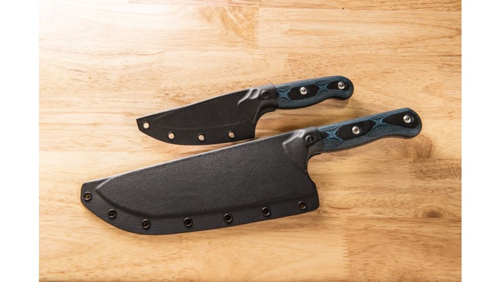 TOPS Knives Dicer 8-3 Kitchen Knife Combo, 7.75in/3.5in, CPM S35Vn Steel, Drop Point, Black Canvas Micarta/Blue-Black G10 Handle DCR-83