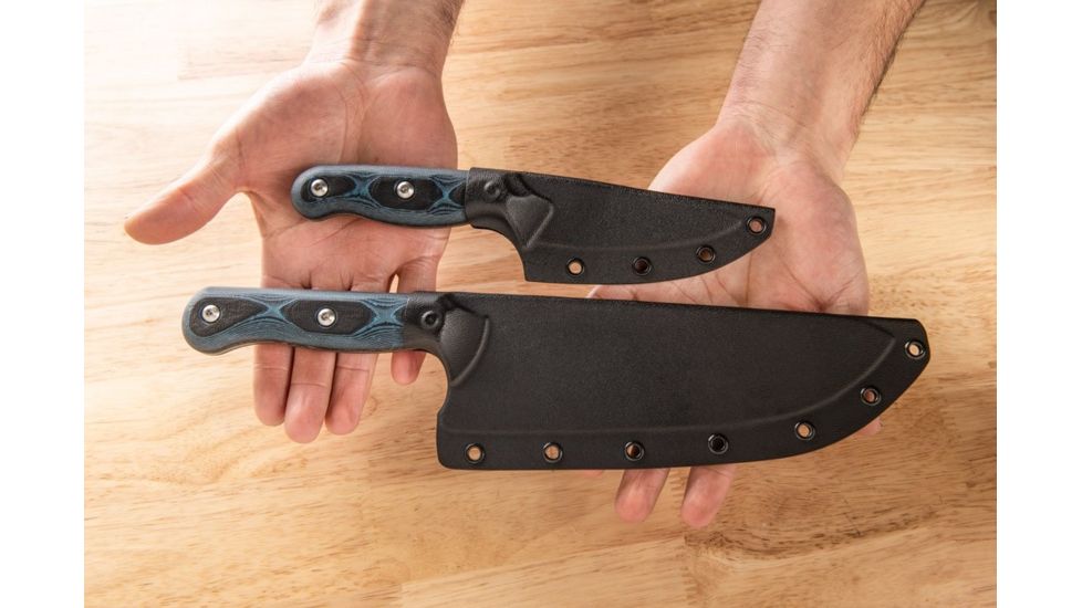 TOPS Knives Dicer 8-3 Kitchen Knife Combo, 7.75in/3.5in, CPM S35Vn Steel, Drop Point, Black Canvas Micarta/Blue-Black G10 Handle DCR-83