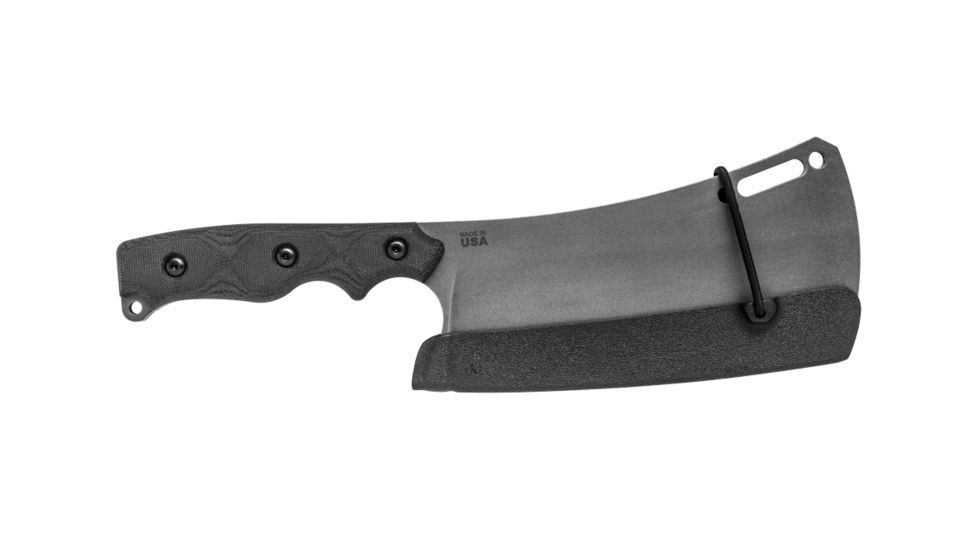 Tops Knives El Chappo Fixed Blade Knif, 6 in Acid Rain Blade, 1095 RC 56-58 Steel, Black Canvas Micarta Handle, ECHA-02