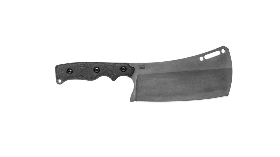 Tops Knives El Chappo Fixed Blade Knif, 6 in Acid Rain Blade, 1095 RC 56-58 Steel, Black Canvas Micarta Handle ECHA-02