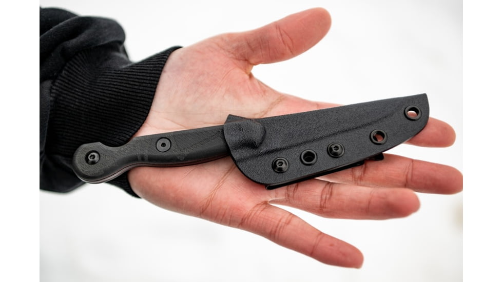 TOPS Knives El Pionero Blackout Edition Fixed Blade Knife, 3.38in, 1095 Steel, Spear Point, Black G10 Handle, ELPO-03